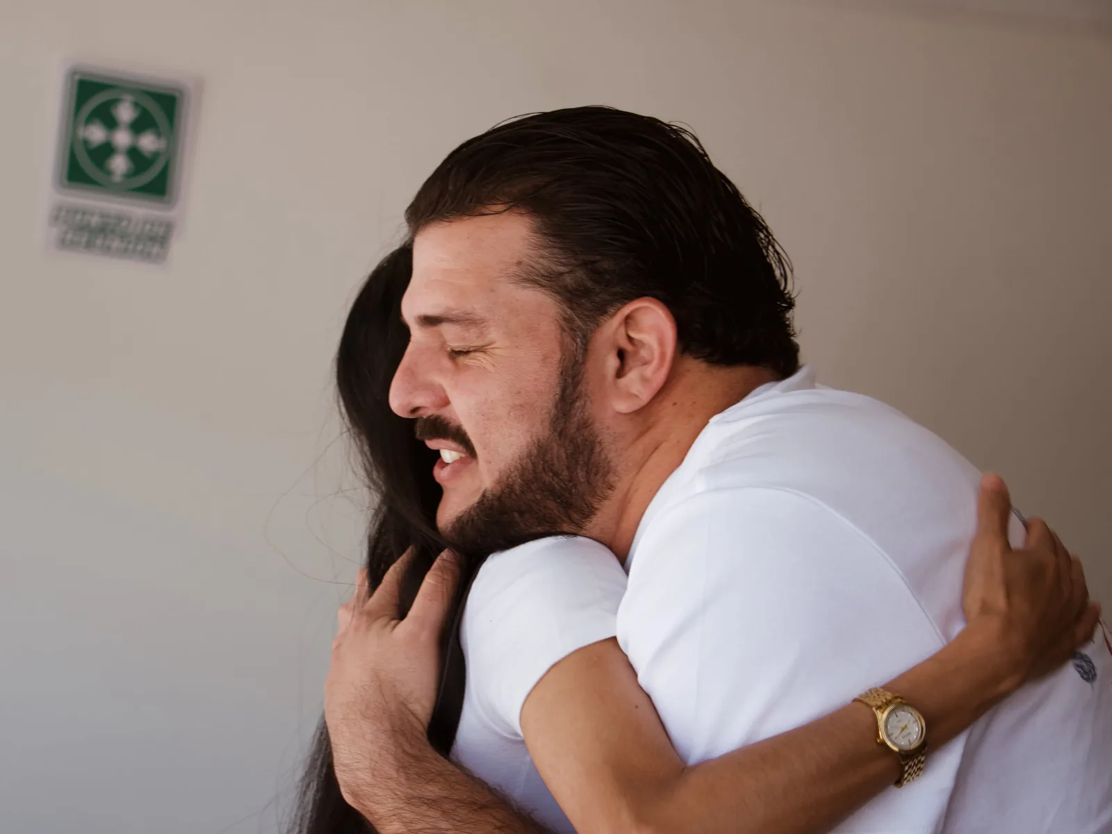 Two men embracing
